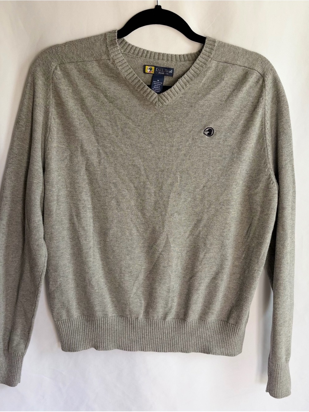 Vintage Duck Heads Jean Co. V-Neck Heather Gray Sweater Women Size Medium